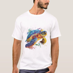 T-shirt Tortue de mer arc-en-ciel — Éclaboussure vibrante