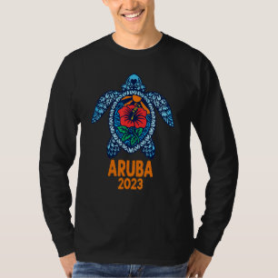 T-shirt Tortue de mer Aruba Caribe 2023 Fleur Hibiscus