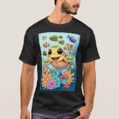 T-shirt Tortue de mer Bébé heureux et mignonne personnage (Devant)