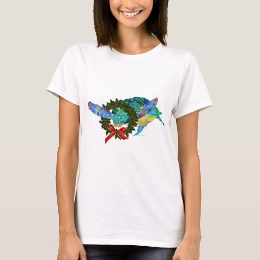 T-shirt Tortue de mer de Noël (Devant)