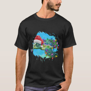 T-shirt Tortue De Mer De Noël Avec Chapeau Et Noël