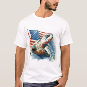 T-shirt Tortue de mer Drapeau américain