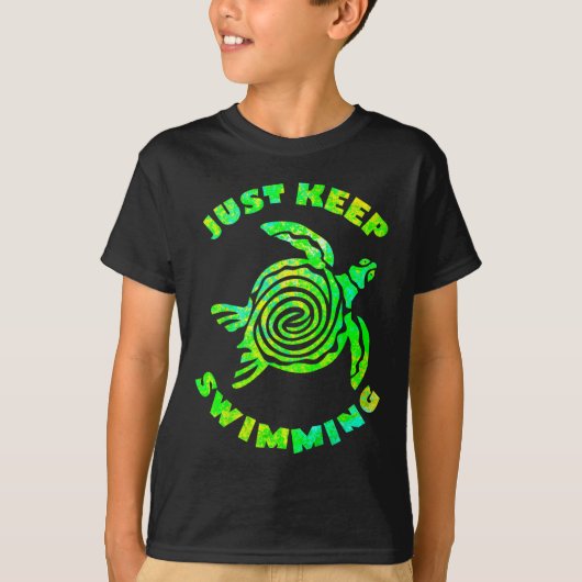 T-shirt Tortue de mer drôle Continuez simplement à nager O (Devant)