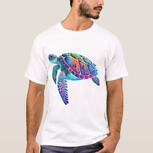 T-shirt Tortue de mer fluo (Devant)