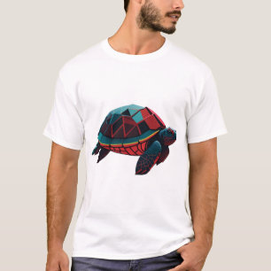 T-shirt Tortue de mer géométrique rouge