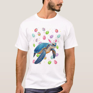 T-shirt Tortue de mer Joyeuses Pâques Chasse aux œufs Lapi