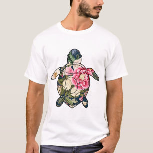 T-shirt Tortue de mer marine florale