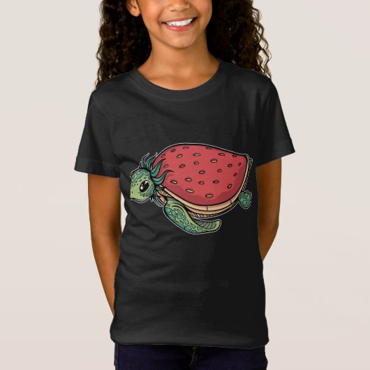 T-Shirt Tortue de mer mignonne fraise adorable Océan Anima (Devant)