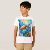 T-shirt Tortue de mer peinte (Devant entier)