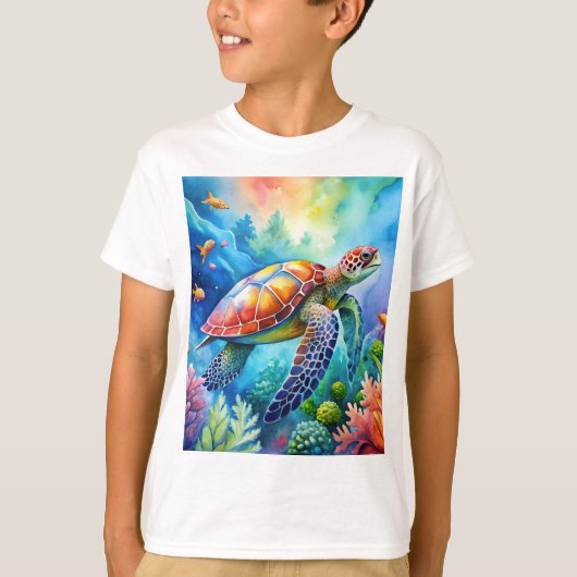 T-shirt Tortue de mer peinte (Devant)