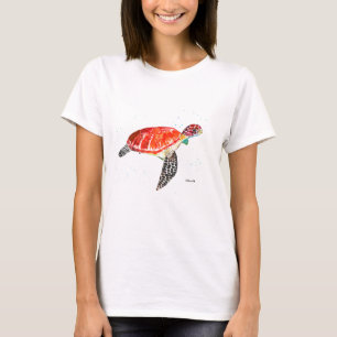 T-shirt Tortue de mer Plage Aquarelle Océan Vacances Flori