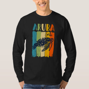 T-shirt Tortue de mer rétro Aruba Caribe Thème Amis Famill