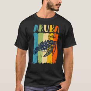 T-shirt Tortue de mer rétro Aruba Caribe Thème Amis Famill