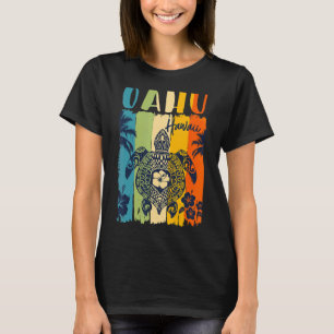 T-shirt Tortue de mer Retro Oahu Hawaii jumelage famille V