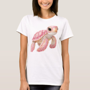T-SHIRT TORTUE DE MER ROSE PASTEL MIGNONNE