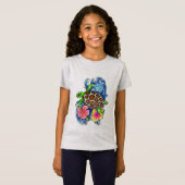 T-Shirt Tortue de mer tropicale et Hibiscus (Devant entier)