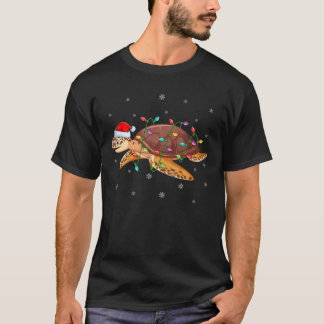 T-shirt Tortue de mer Xmas Éclairage Rennes Casquette Tort