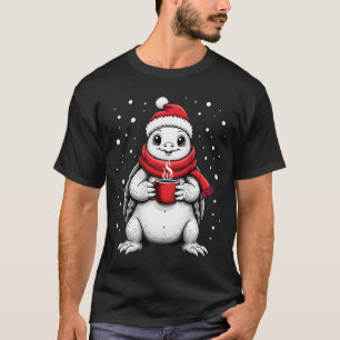 T-shirt Tortue de Noël avec chapeau de Père Noël amateur d