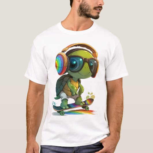T-shirt tortue de patinage cool (Devant)