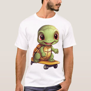 T-shirt Tortue de skateboard, conception d'animal athlétiq