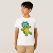 T-shirt Tortue en astronaute avec boule de verre (Devant entier)