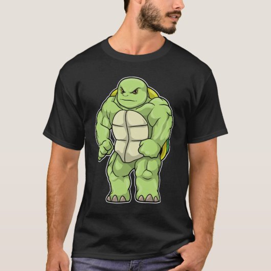 T-shirt Tortue en Bodybuilder avec Six pack (Devant)