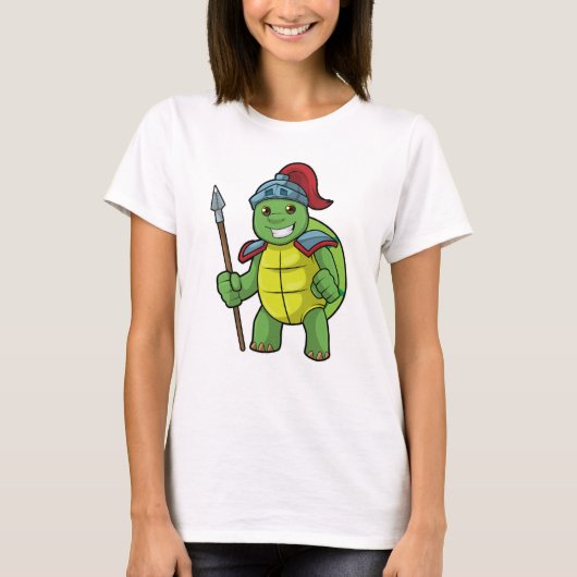 T-shirt Tortue en guerrier avec Spear & Helmet (Devant)