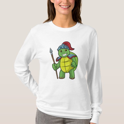 T-shirt Tortue en guerrier avec Spear & Helmet (Devant)