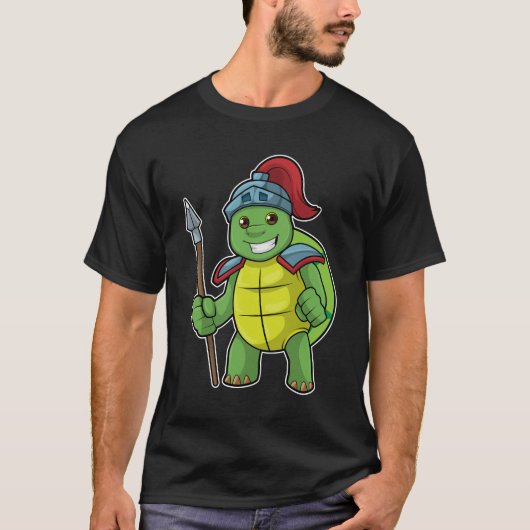 T-shirt Tortue en guerrier avec Spear & Helmet (Devant)