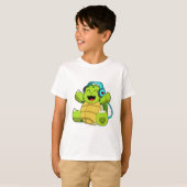 T-shirt Tortue en musique avec casque (Devant entier)