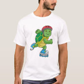 T-shirt Tortue en patinage avec patins en ligne et casque (Devant)