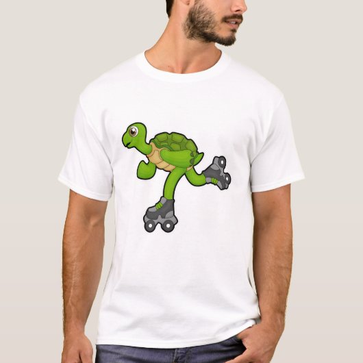 T-shirt Tortue en patinage avec roulettes (Devant)