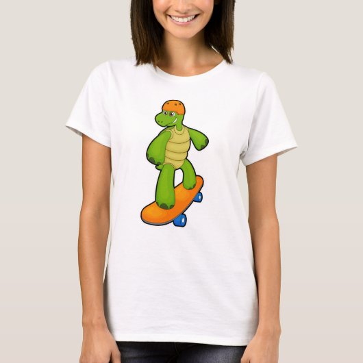 T-shirt Tortue en Skateboard avec Skateboard & Casque (Devant)