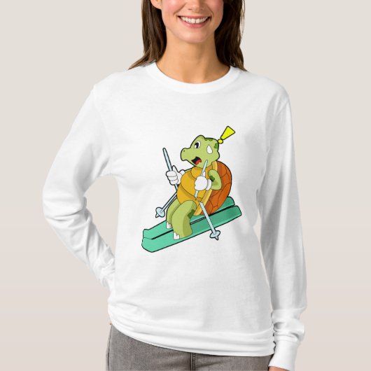 T-shirt Tortue en ski avec ski (Devant)