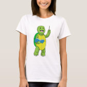 T-shirt Tortue en tant qu'enseignant avec livre et pointeu (Devant)