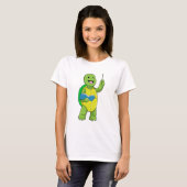 T-shirt Tortue en tant qu'enseignant avec livre et pointeu (Devant entier)