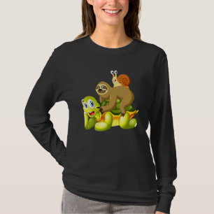 T-shirt Tortue équitation escargot mignon Animaux lents Hu