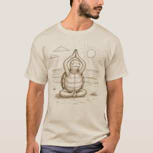 T-shirt Tortue faisant du yoga sur la plage Calme Ensoleil