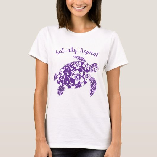 T-shirt Tortue hawaïenne Tropical Violet (Devant)