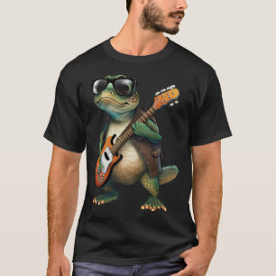 T-shirt Tortue Jouant de la Guitare Électrique  Animal Tor