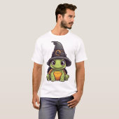 T-shirt Tortue mignonne d'Halloween avec un chapeau de sor (Devant entier)