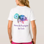 T-shirt Tortue mignonne pourpre et verte (Dos)