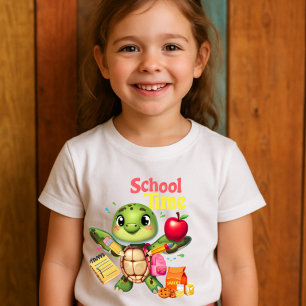 T-shirt Tortue mignonne "temps scolaire" Retour à la conce
