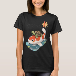 T-shirt Tortue montant un poisson-koi