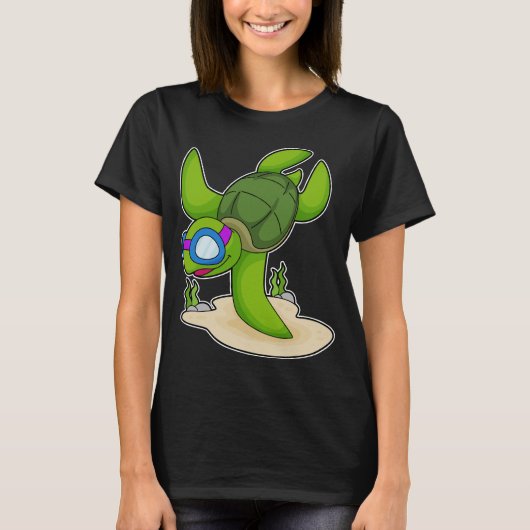 T-shirt Tortue Plongeur lunettes de natation (Devant)