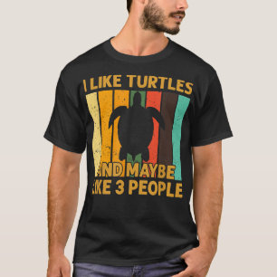 T-shirt Tortue Rétro Vintage J'aime les Tortues & Peut-êtr