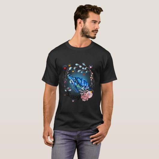 T-shirt Tortue Sassy Océan Créature Océan (Devant entier)