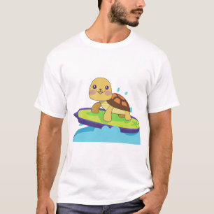T-shirt Tortue sur planche de surf