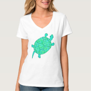 T-shirt Tortue tourbée arabesque - nuances de vert