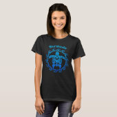 T-shirt Tortue Tribale Océan Bermudes Bleu (Devant entier)
